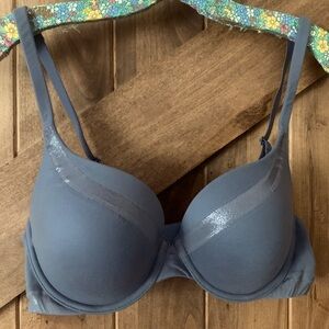 Victoria’s Secret Push-Up Perfect Shape Bra Silver Metallic Size 36C